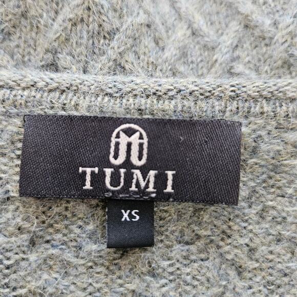TUMI Green Alpaca Blend Knit Sweater Extra Small Cozy Winter Minimalist Casual - Picture 4 of 6